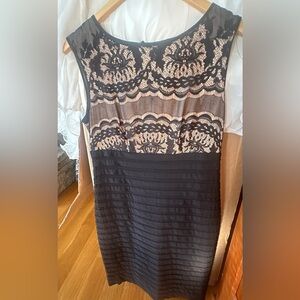 Adrianna Papell Black Lace Overlay Dress